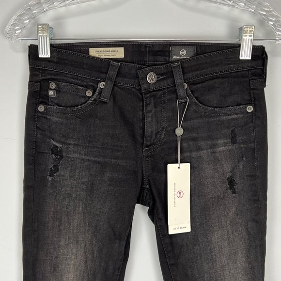AG Adriano Goldschmied Legging Ankle Skinny Jeans 4 Year Distressed Black sz 24 - Picture 2 of 12